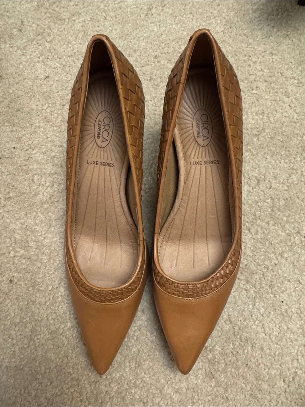 Circa Joan and David Luxe Series Tan Woven Pointed-Toe Flats
